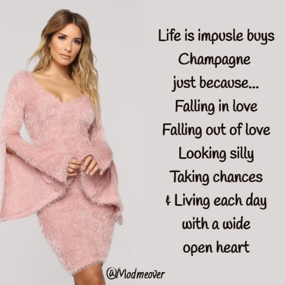 pink fuzzy sweater dress